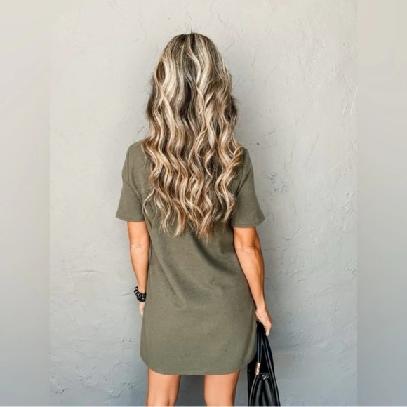 Hunter Green Soft Suede Mock Neck Mini Dress - Picture 3 of 3